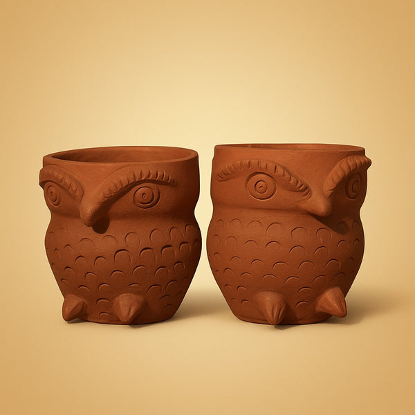 Owl Couple Terracotta Planters – A Pair That Brings Life to Your Space