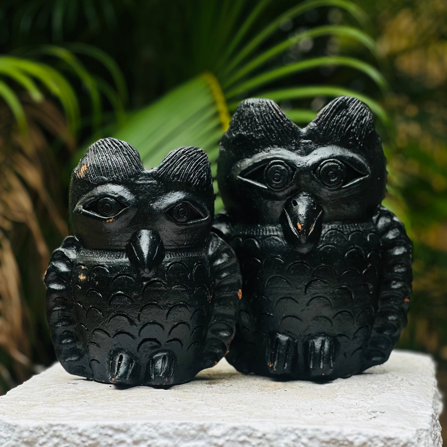 Pair of Earthen Owl Artefacts