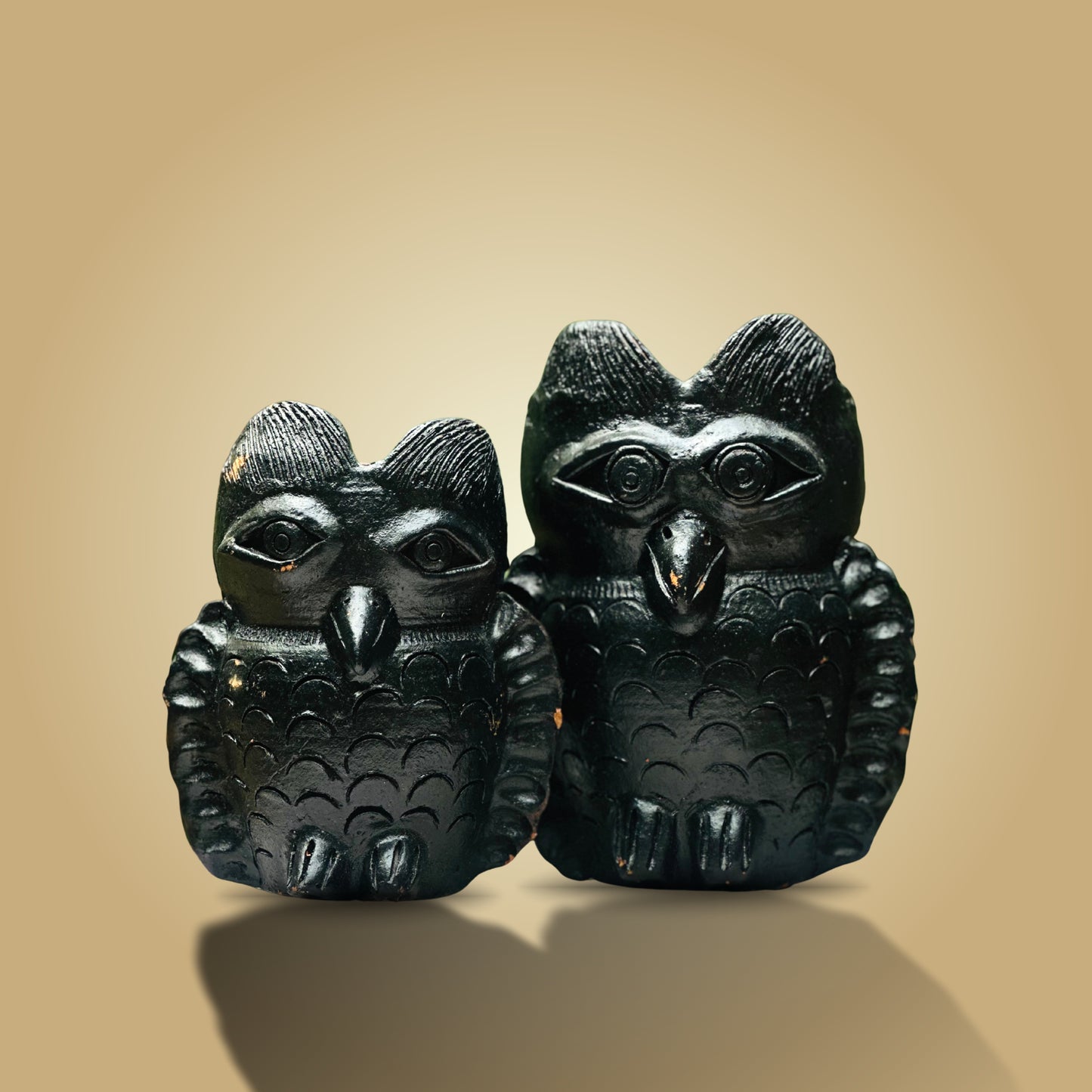 Pair of Earthen Owl Artefacts
