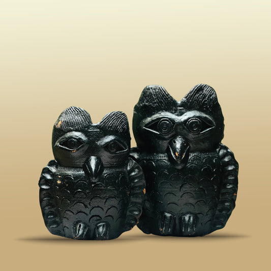 Pair of Earthen Owl Artefacts